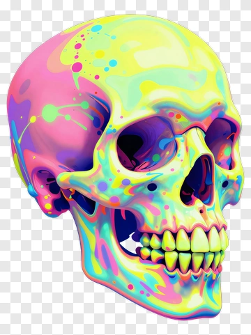 Colorful Skull With Abstract Patterns PNG