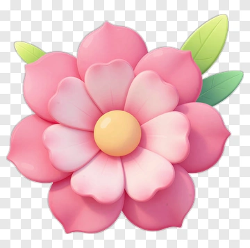 Colorful Flower With Green Leaves PNG