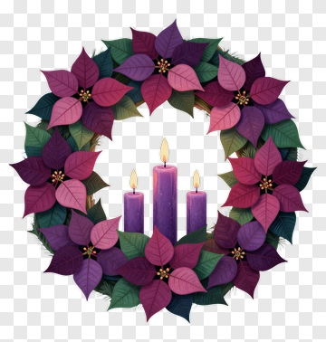 Poinsettia Wreath With Candles PNG