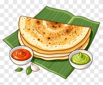 Delicious Dosa With Sauces On Banana Leaf PNG