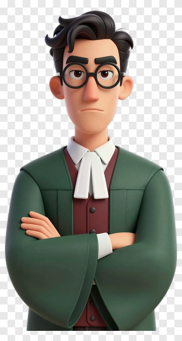 3D Cartoon Lawyer With Arms Crossed PNG