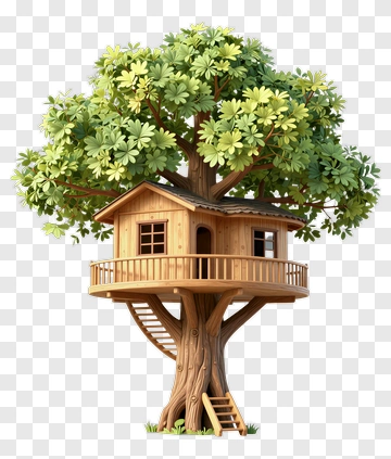 Colorful Tree House In A Tree PNG