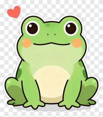Cartoon Frog With Heart PNG