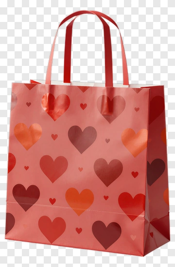 Heart Pattern Gift Bag PNG