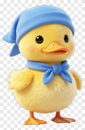 3D Cartoon Duck Wearing A Blue Scarf PNG