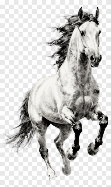 Running White Horse PNG