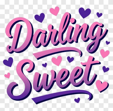 Darling Sweet Text With Hearts PNG