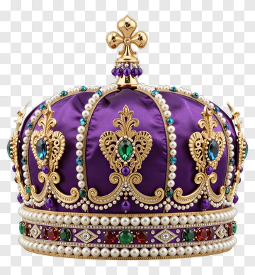 Royal Crown With Purple Velvet And Jewels PNG