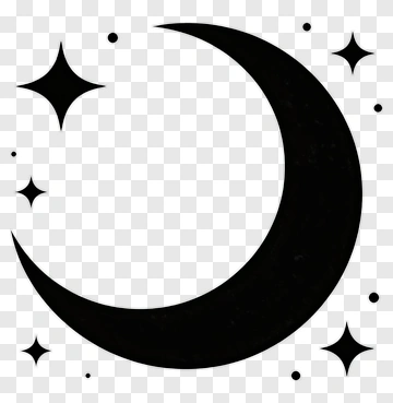 Black Crescent Moon With Stars PNG