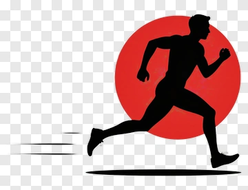 Silhouette Of A Runner Against A Red Circle PNG