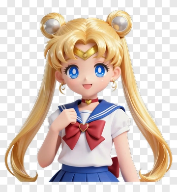 3D Sailor Moon Character With Blue Eyes PNG