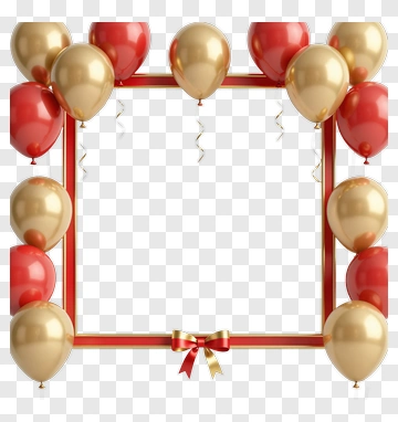Red And Gold Balloon Frame PNG