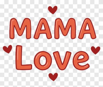 Mama Love Text With Hearts PNG