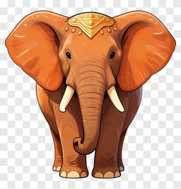 Cartoon Elephant With Decorative Headpiece PNG