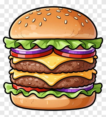 Cartoon Cheeseburger With Lettuce And Onion PNG