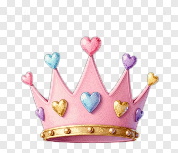 Colorful Crown With Hearts PNG