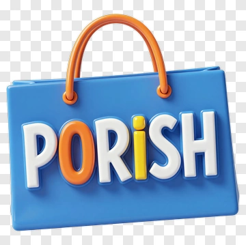 Colorful Shopping Bag With Porish Text PNG