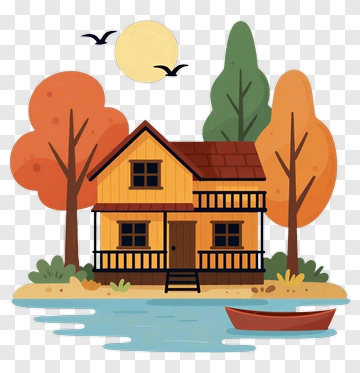 Colorful House By The River PNG