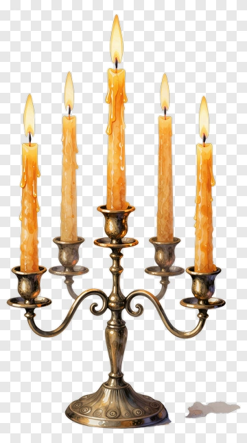 Candelabra With Five Burning Candles PNG