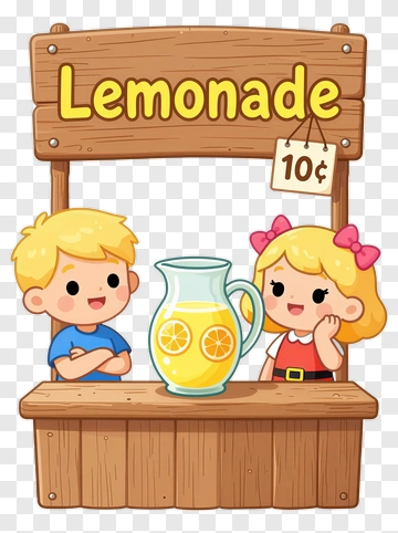 Children Selling Lemonade PNG