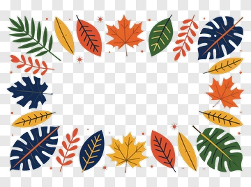 Colorful Autumn Leaves Frame PNG