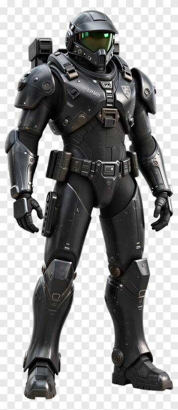 3D Soldier In Black Armor PNG