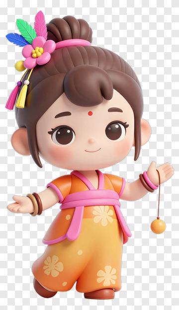 Cartoon Girl Holding A Small Ball PNG