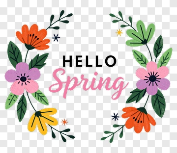 Hello Spring Floral Design PNG