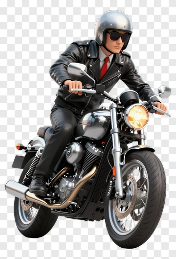 Motorcycle Rider In Leather Jacket PNG
