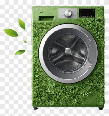Eco-Friendly Washing Machine With Green Leaves PNG