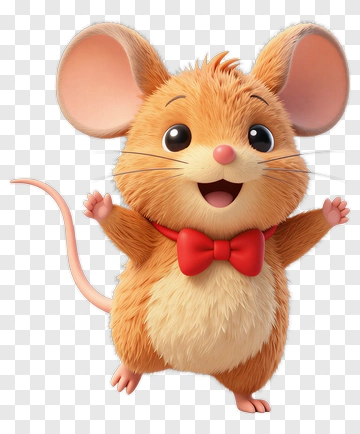 Cartoon Mouse With Red Bow Tie PNG