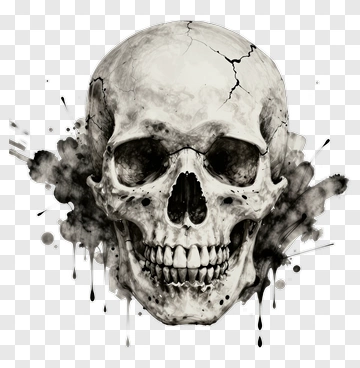 Artistic Skull With Ink Splashes PNG