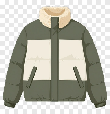 Puffer Jacket With Fur Collar PNG
