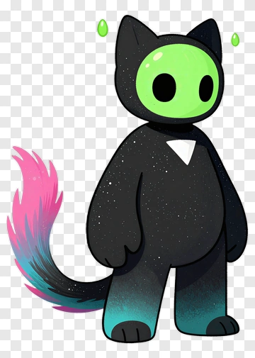 Cartoon Cat Character With Colorful Tail PNG