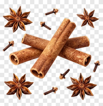 Star Anise And Cinnamon Sticks Composition PNG