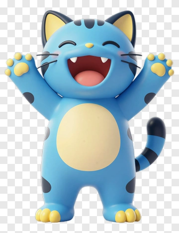 Cartoon Blue Cat With Outstretched Arms PNG