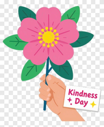 Hand Holding A Pink Flower For Kindness Day PNG