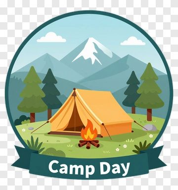 Camp Day With Tent And Campfire PNG