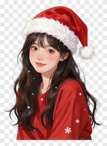 Girl Wearing A Santa Hat PNG