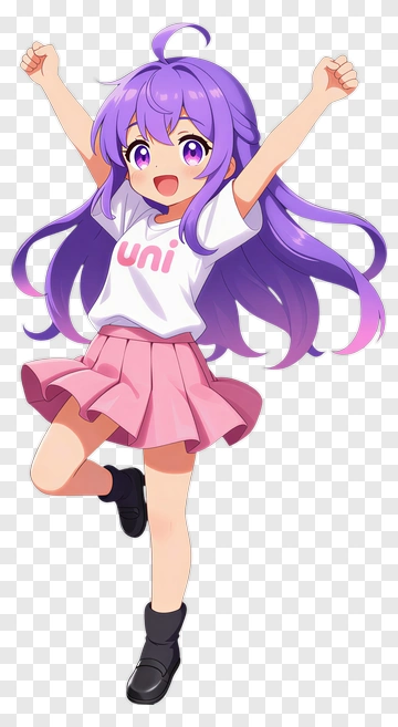 Anime Girl Jumping With Excitement PNG