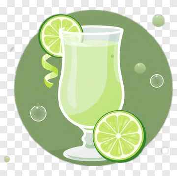 Refreshing Lime Drink With Slices And Bubbles PNG