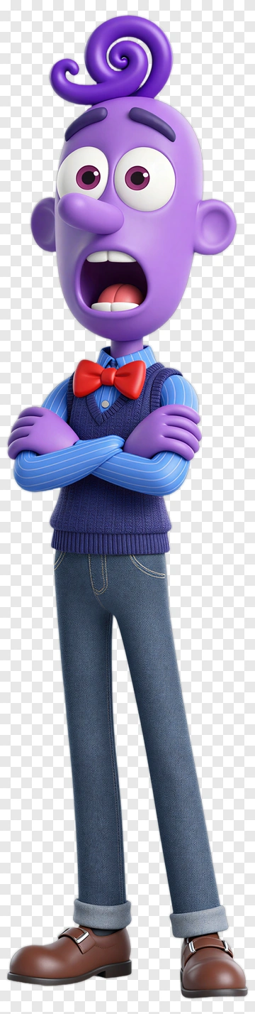 Cartoon Character With Purple Skin And Bow Tie PNG