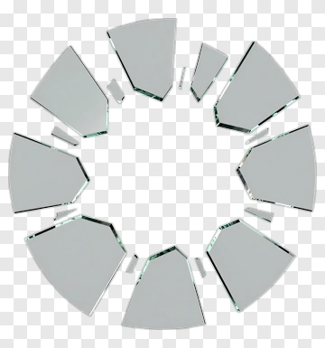 Circular Mirror Frame With Geometric Pieces PNG