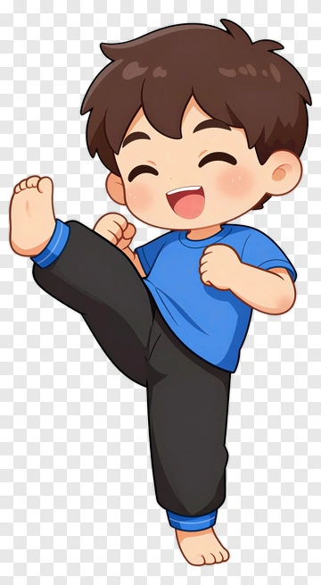 Cartoon Boy Kicking Leg PNG