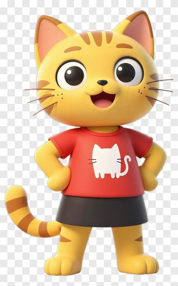 Cartoon Cat Character In A Red Shirt PNG