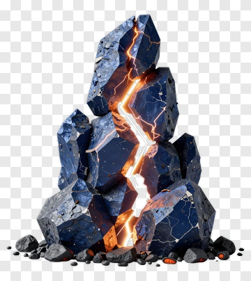 Cracked Rock Formation With Glowing Interior PNG