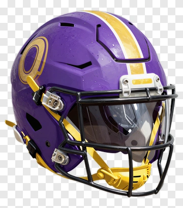 Purple Football Helmet With Yellow Stripes PNG