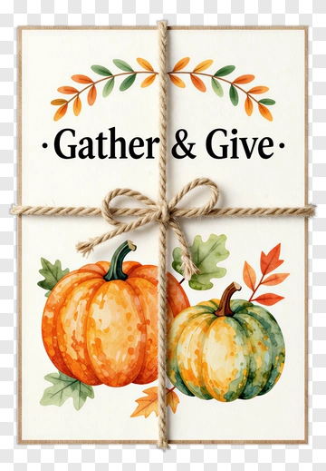 Gather And Give With Colorful Pumpkins PNG
