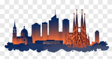 City Skyline With Sagrada Familia PNG