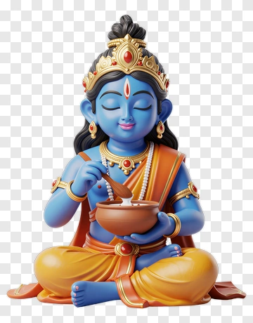 3D Hindu God Krishna Holding A Bowl PNG